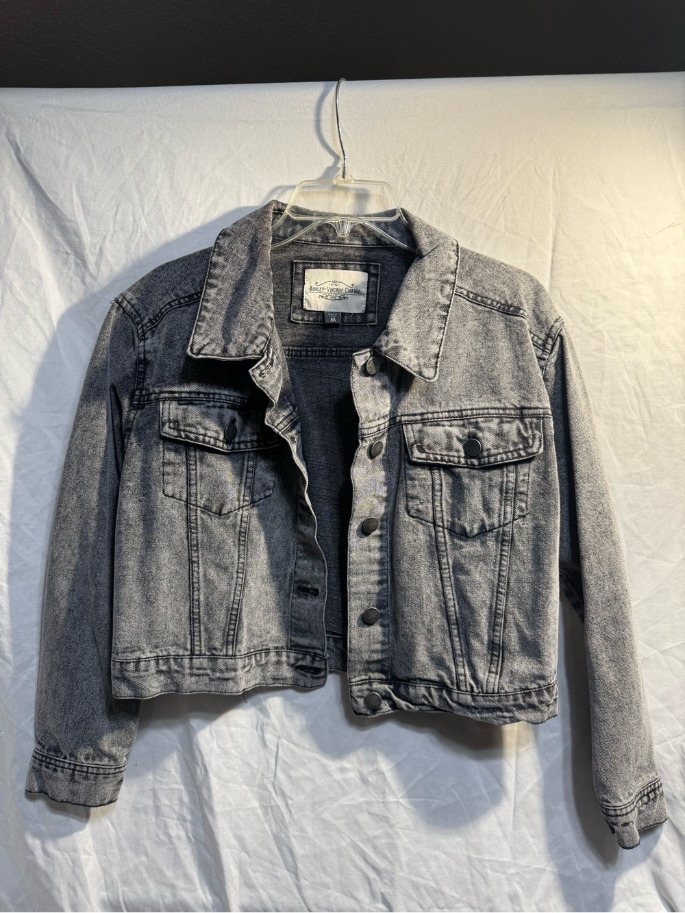 Ashley By 26 International Washed Black Cropped Denim Jackets